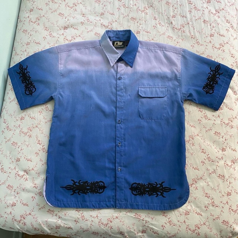 y2k button up short sleeve shirt